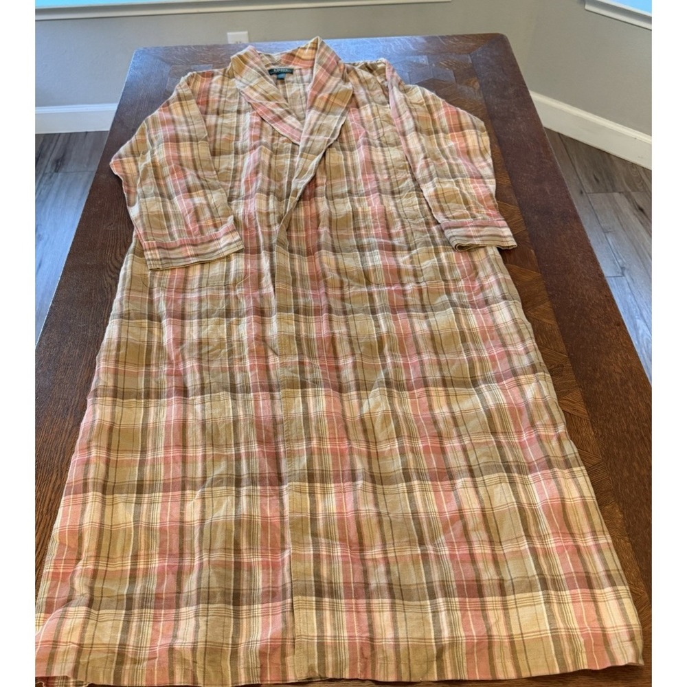 Polo Ralph Lauren Robe Plaid Size M Linen & Cotton (no belt)